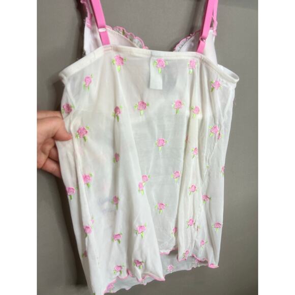 Babydoll Y2K Coquette Fairy Floral Tank Top Bra Corset Sheer Sz S - Picture 7 of 11